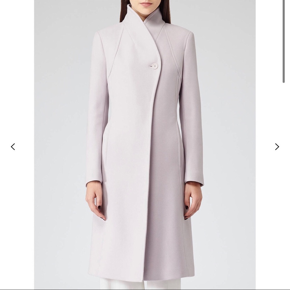 REISS Emile Lilac Sharply Tailored Wool Coat